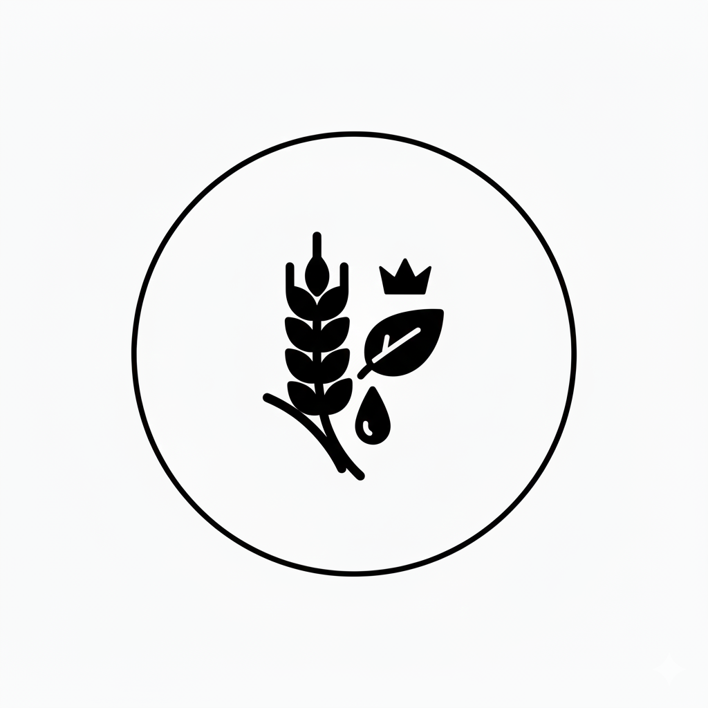 Icon representing premium quality natural ingredients, line art, circle